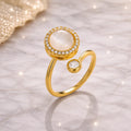 Bague anti-stress Perla dorée ornée de nacre